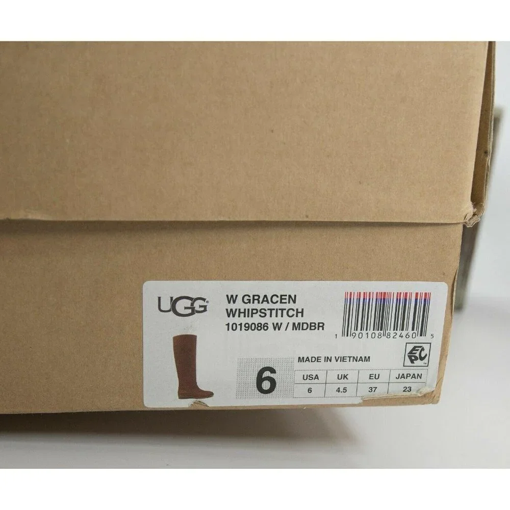 UGG Caramel Leather Gracen Whipstitch Tall Boots 6 - Picture 3 of 9
